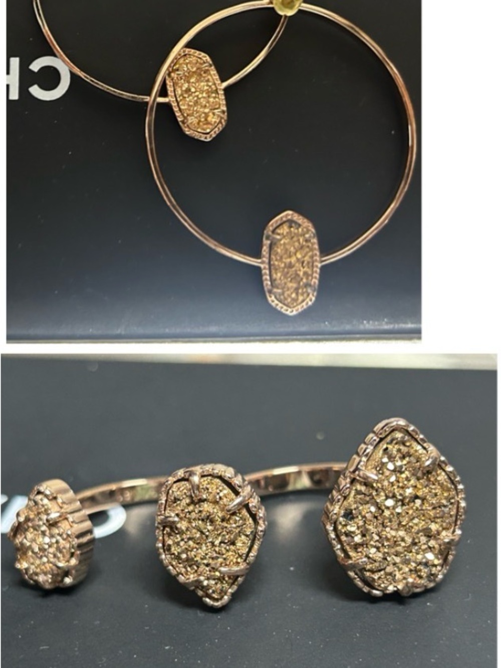 Kendra Scott Rose Gold Druzy set earring and ring